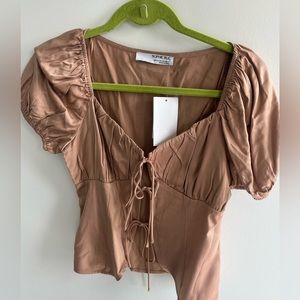 Tan tie-up blouse